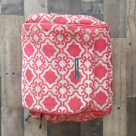 Petunia Pickle Bottom Handbags - Petunia Pickle Bottom Diaper Bag Backpack Orange And Beige Tapestry